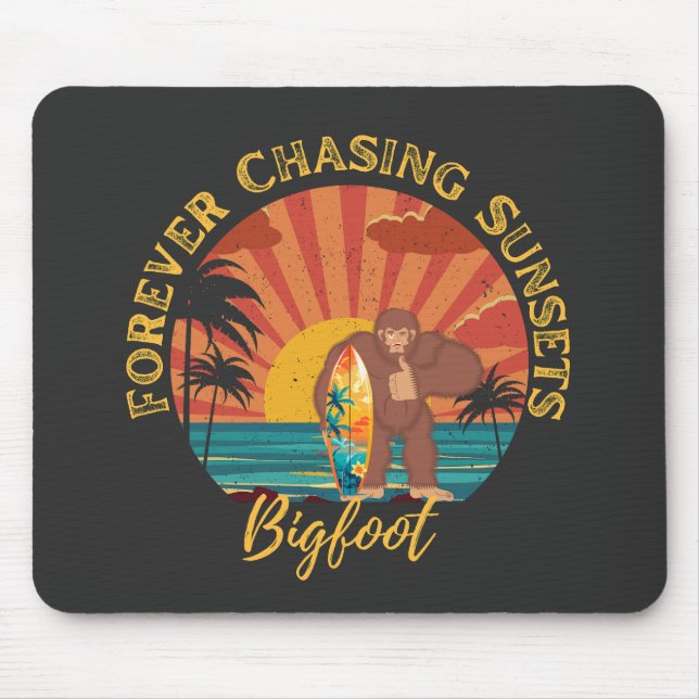 Tapis De Souris Forever Chasing Sunsets Bigfoot Surf Noir (Devant)