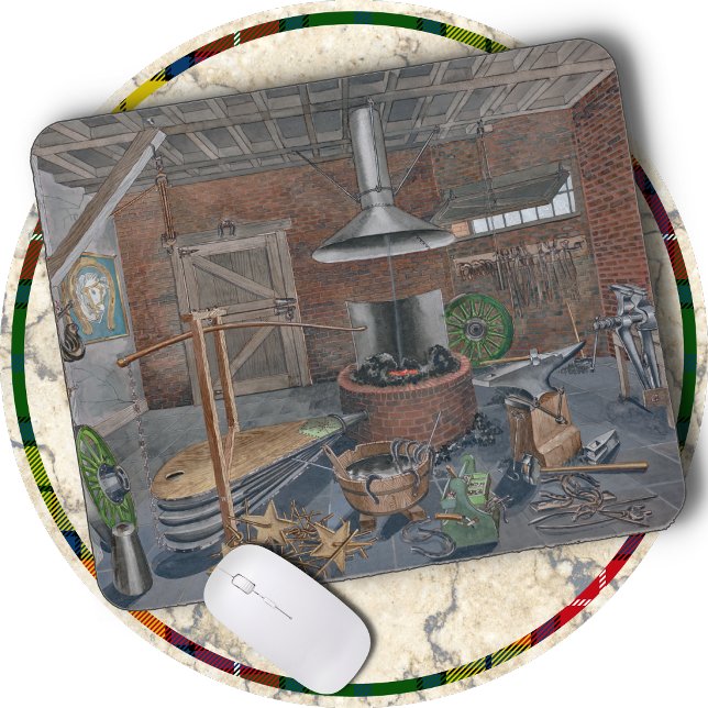 TAPIS DE SOURIS - Forge - Victorien - P. Harnly (An art image of a Victorian Blacksmith shop by Harnly)