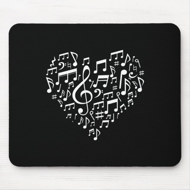 Tapis De Souris Forme cardiaque Notes musicales Amateurs de musiqu (Devant)