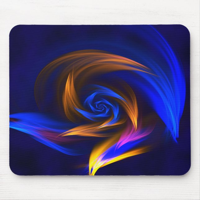 Tapis De Souris Forme de tourbillon Abstrait Bleu orange (Devant)