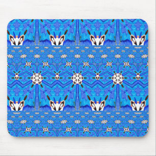 Tapis De Souris formes blanches sur grille bleue mouasepad