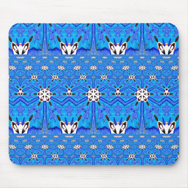 Tapis De Souris formes blanches sur grille bleue mouasepad (Devant)