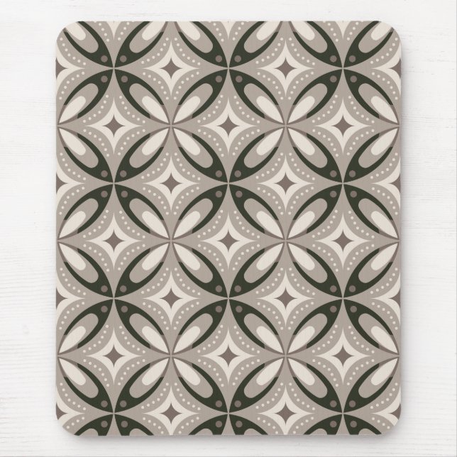 Tapis De Souris Formes circulaires rétro beige et marron (Devant)