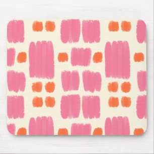 Tapis De Souris Formes peintes rose et orange sur un fond crème