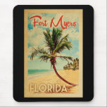 Tapis De Souris Fort Myers Florida Palm Tree Beach Vintage voyage<br><div class="desc">Design de Fort Myers Florida de style Vintage voyage avec un palmier sur la plage avec océan et ciel.</div>
