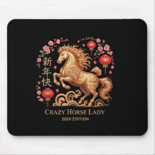 Tapis De Souris Fortunée de la Dame de Cheval Fou Nouvel An 2026 F