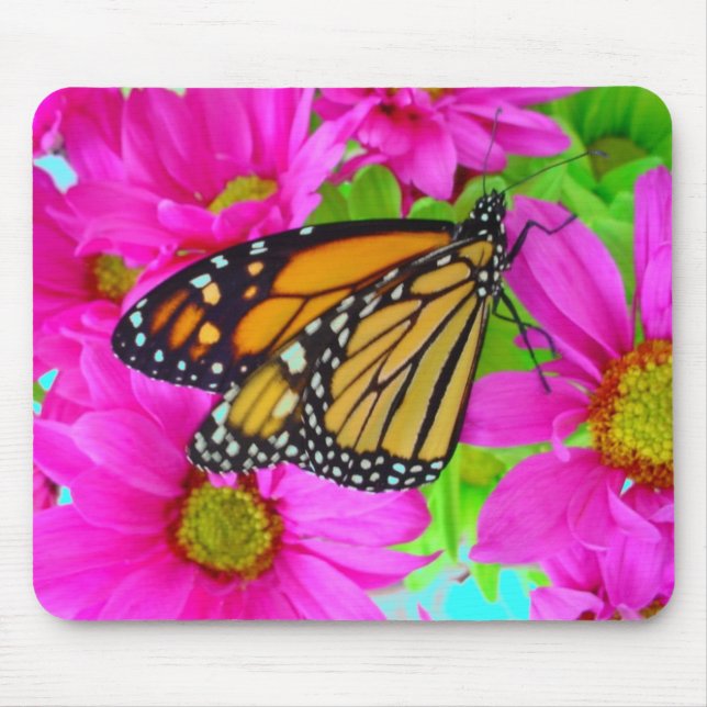 Tapis De Souris Fosson rose et papillon monarque (Devant)