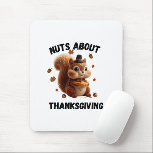 Tapis De Souris Fou de tarte – Écureuil en fil mignon pour Thanksg