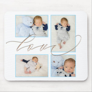 Tapis De Souris Four Photo Collage bébé Family Love Script