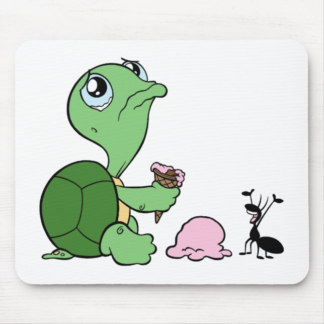 Tapis De Souris Fourmi heureuse de tortue triste (Devant)