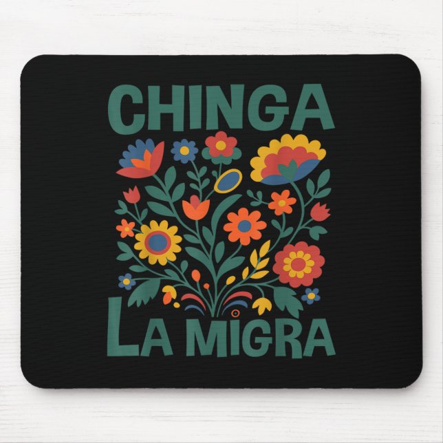 Tapis De Souris Foutez La Migra Rétro Fleurs  (Devant)