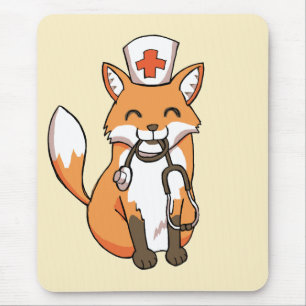 Tapis De Souris Fox de médecin ou d'infirmière dessinant le tapis