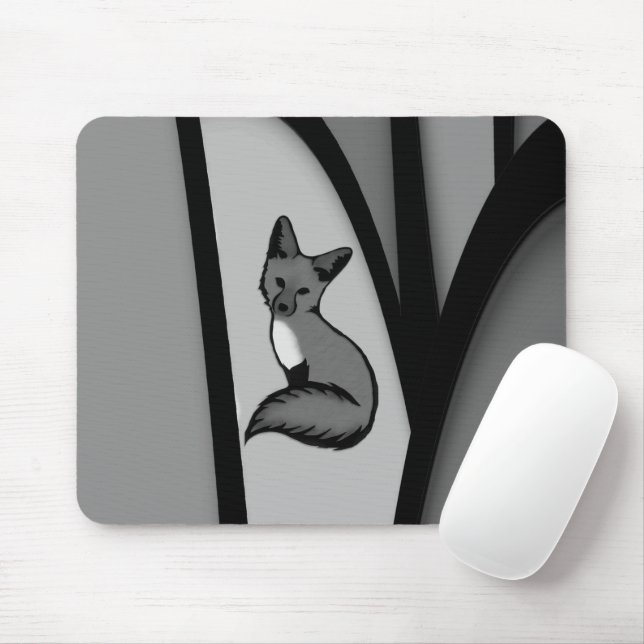 Tapis De Souris Fox Design d'art moderne en argent (Avec souris)