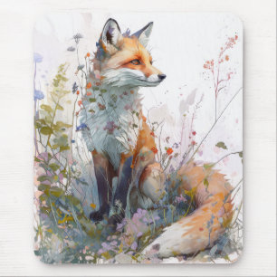 Tapis De Souris Fox Portrait Animal Peinture Faune Art Extérieur
