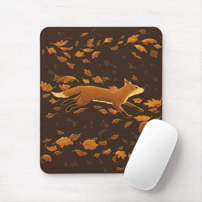 Tapis De Souris Fox Traversant L'Automne (Avec souris)