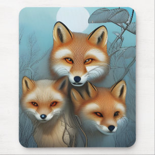Tapis De Souris Foxes de la mère et du bébé