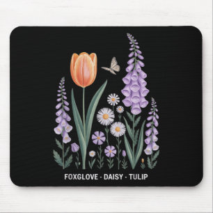 Tapis De Souris Foxglove Daisy Tulip Floral Nature Art