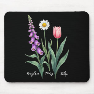 Tapis De Souris Foxglove Daisy Tulip Flower Design Floral Girl Mom