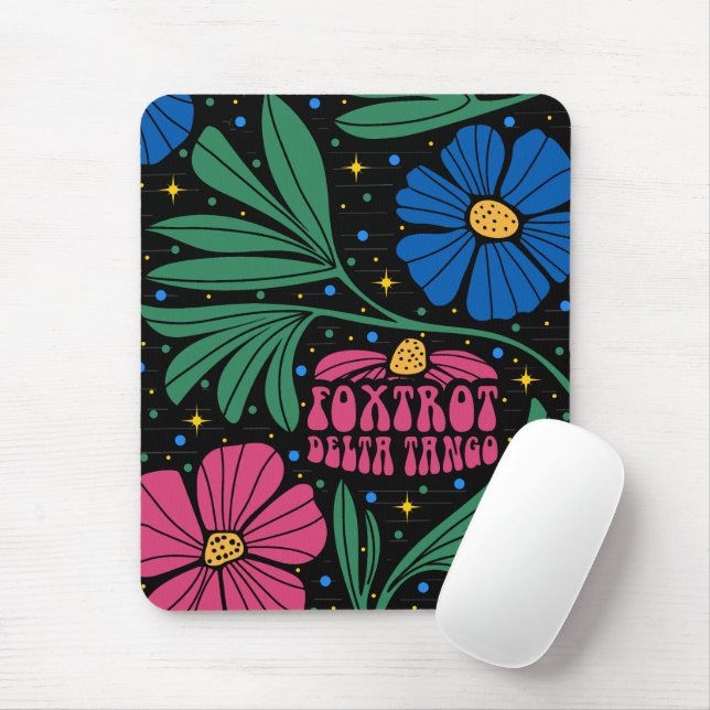 Tapis De Souris Foxtrot Delta Tango Flower Boho (Avec souris)