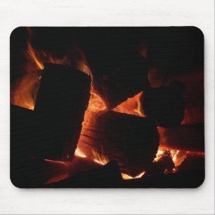 Tapis De Souris Foyer de feu de bois brûlant en hiver