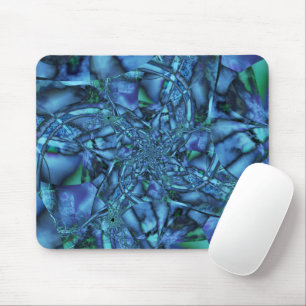 Tapis De Souris Fractable avec forme géométrique bleue et verte