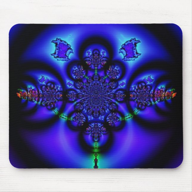 Tapis De Souris Fractal bleu brillant complexe (Devant)