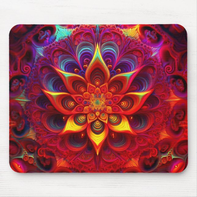 Tapis De Souris Fractal de tamis de Sierpinski fleuri (Devant)