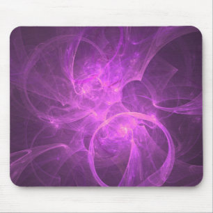 Tapis De Souris fractale Abstraite rose et violet avec cercles