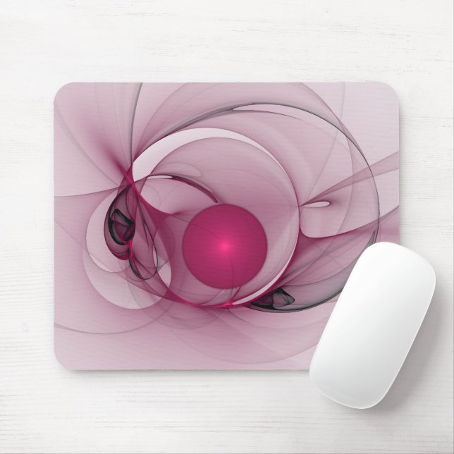Tapis De Souris Fractale Balançant, Art Abstrait Moderne Rose de B (Avec souris)