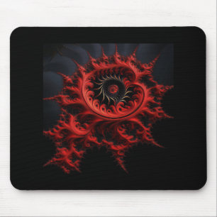 Tapis De Souris Fractale de Mandelbrot rouge sur fond noir