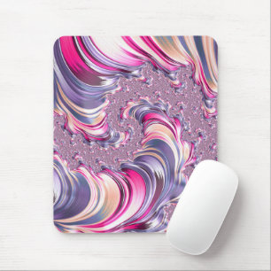 Tapis De Souris Fractale en spirale rose violet abstrait