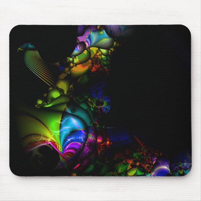 Tapis De Souris Fractale Mousepad d'arc-en-ciel d'oiseau (Devant)