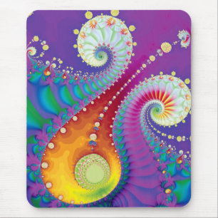 Tapis De Souris Fractale multicolore de spirale de ressort