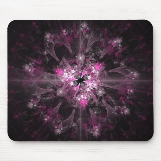 Tapis De Souris Fractale noire et rose (Devant)