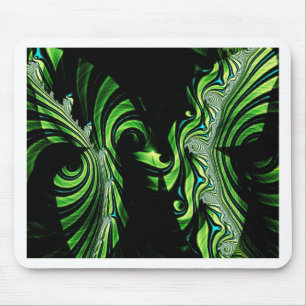 Tapis De Souris fractale papillon noir et vert