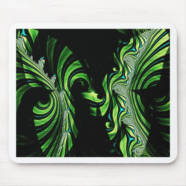Tapis De Souris fractale papillon noir et vert (Devant)