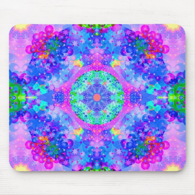 Tapis De Souris Fractale pourpre et verte de kaléidoscope (Devant)