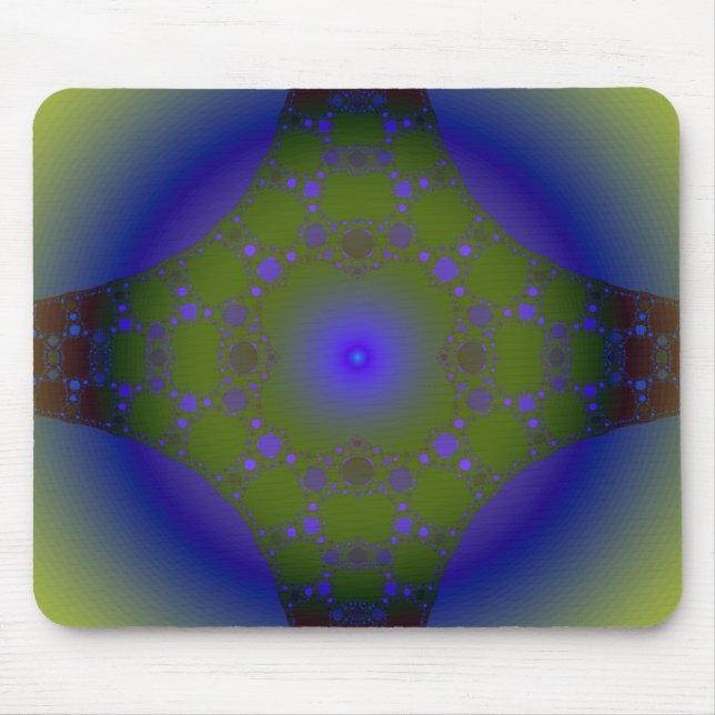 Tapis De Souris Fractale verte et bleue (Devant)