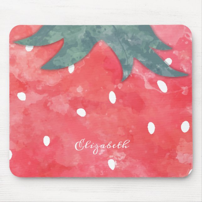 Tapis De Souris Fraise à l'aquarelle mignonne (Devant)