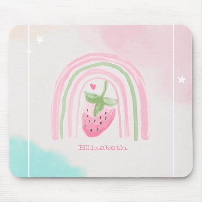 Tapis De Souris Fraise arc-en-ciel à l'aquarelle (Devant)