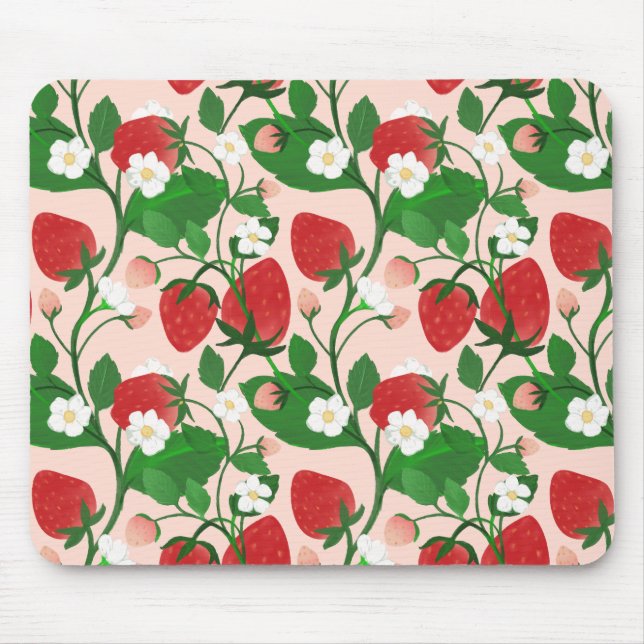 Tapis De Souris Fraise d'été en rose (Devant)
