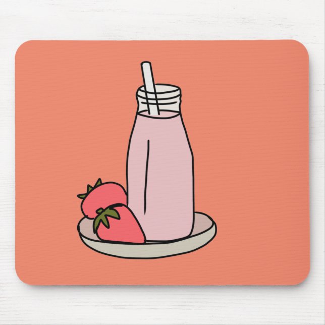 Tapis De Souris Fraise sucrée milkshake rose mignon (Devant)