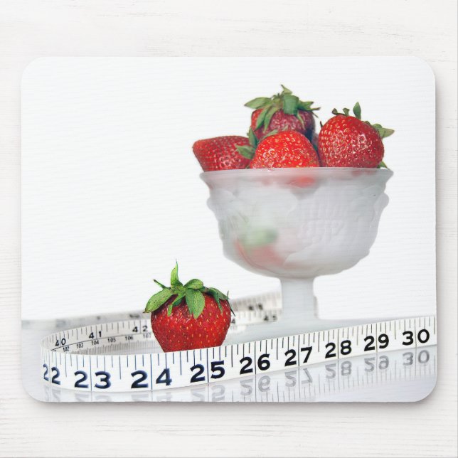 Tapis De Souris Fraises avec ruban à mesurer (Devant)