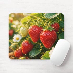 Tapis De Souris Fraises mûres suspendues à une plante
