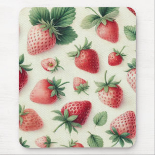 Tapis De Souris Fraises sur Crème Aquarelle Baies