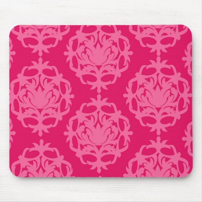 Tapis De Souris Framboise et damas rose (Devant)