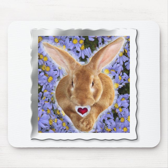 Tapis De Souris Framed Adorable Bunny with Sweet Heart (Devant)
