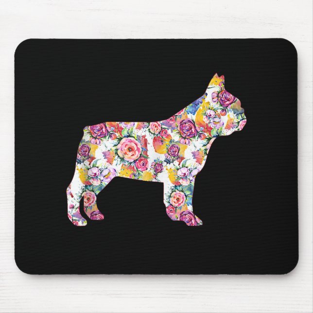 Tapis De Souris Français Bulldog Flower Motif Frenchie Bulldogs (Devant)