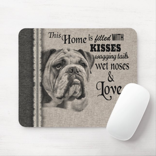 Tapis De Souris Français Bulldog vintage portrait mignon citation (Avec souris)