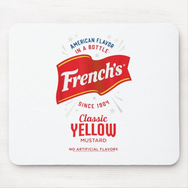 Tapis De Souris Français Clic Mustard Jaune Étiquette Costume de n (Devant)